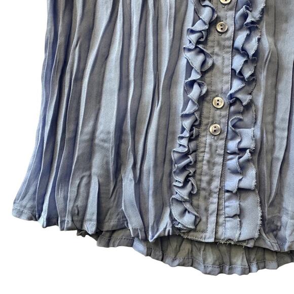 Women's Blue Y2K Crinkle Blouse Size Medium Petite - Picture 3 of 4